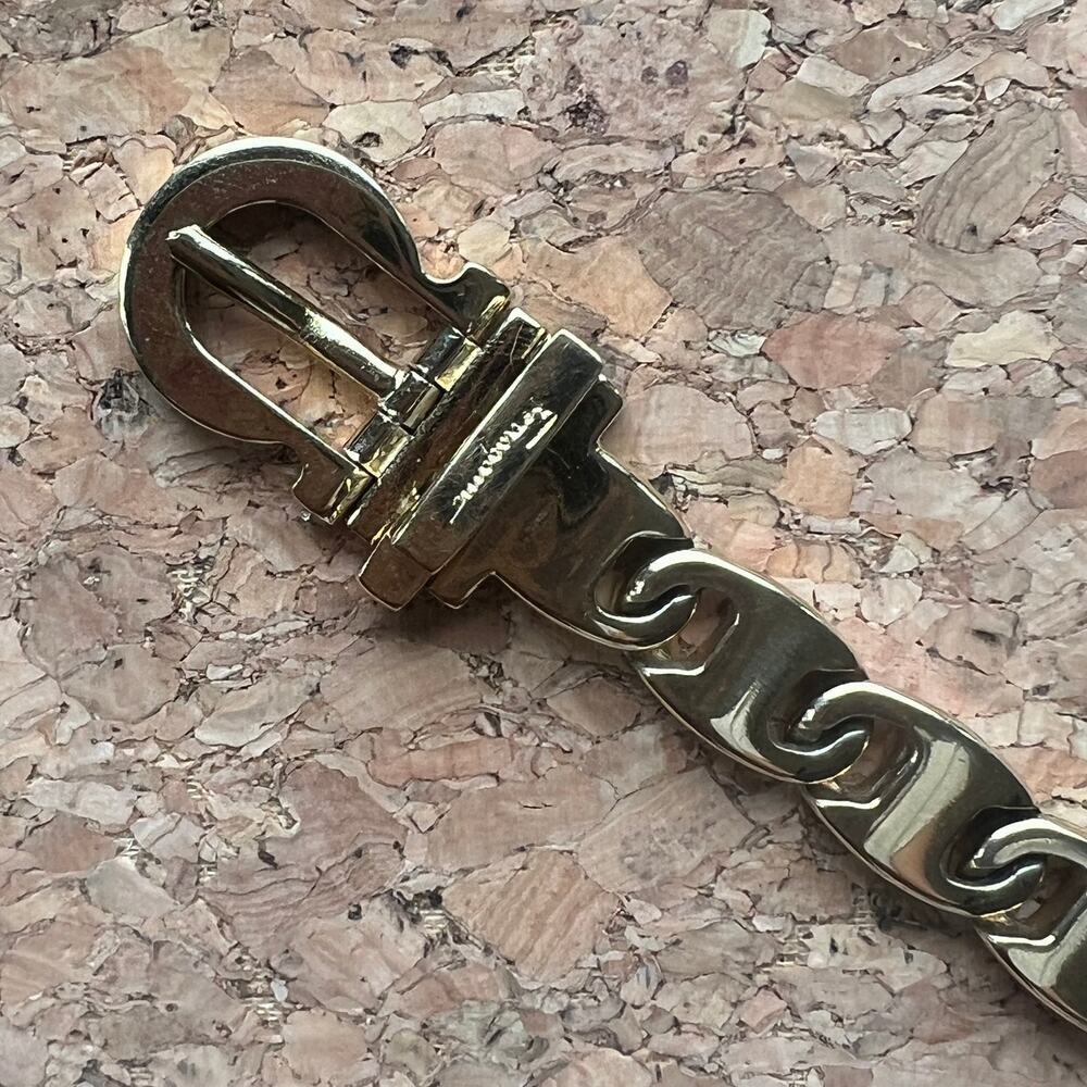 Ferragamo Gold Vara Buckle Interlinked Chain Bracelet Mint Rare - Picture 4 of 9